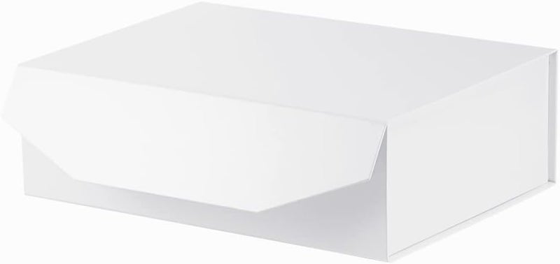 PACKGILO 1Pcs 13x9x4 Inches White Gift Boxes with Lids for Presents Magnetic gift box large Gift Box for Bridesmaid Proposal，Groomsman (Glossy White) - Image 1